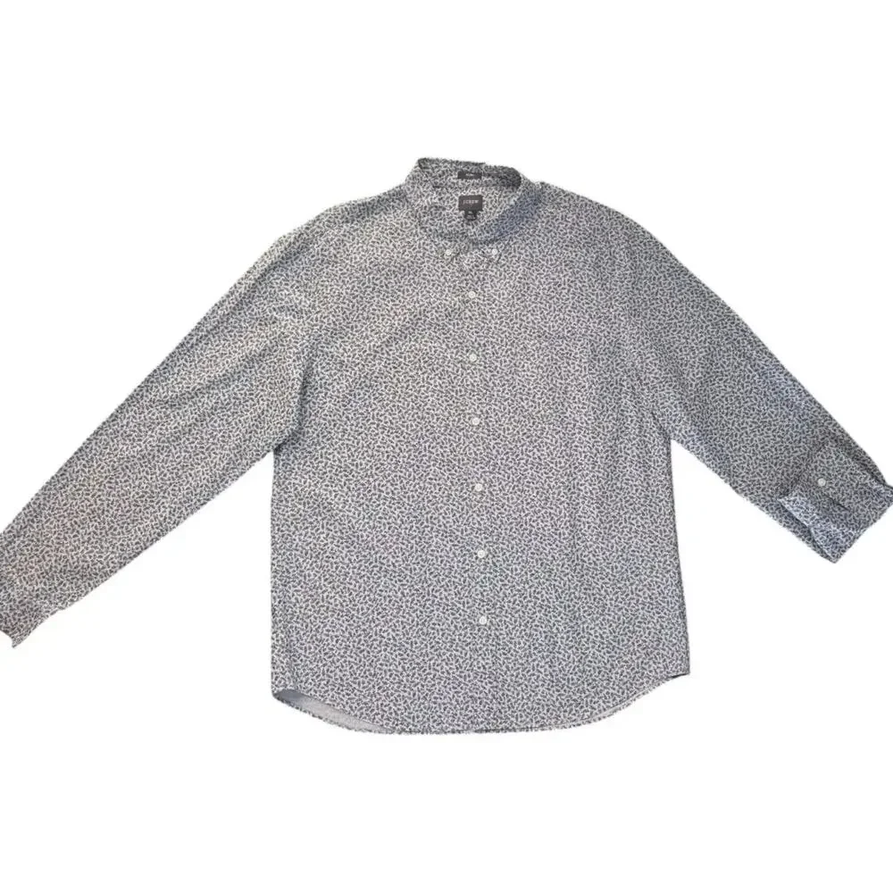 J.Crew Slim Fit Floral Print Button-Down Shirt Blue and Grey